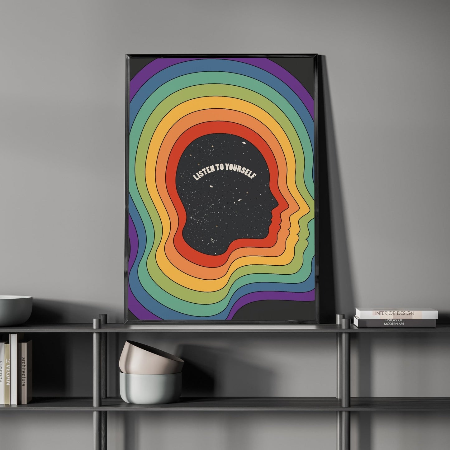 ヴィンテージヒッピースタイルのポスター 「LISTEN TO YOURSELF」 - Ink Jp