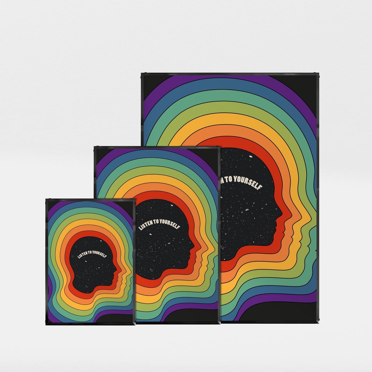 ヴィンテージヒッピースタイルのポスター 「LISTEN TO YOURSELF」 - Ink Jp