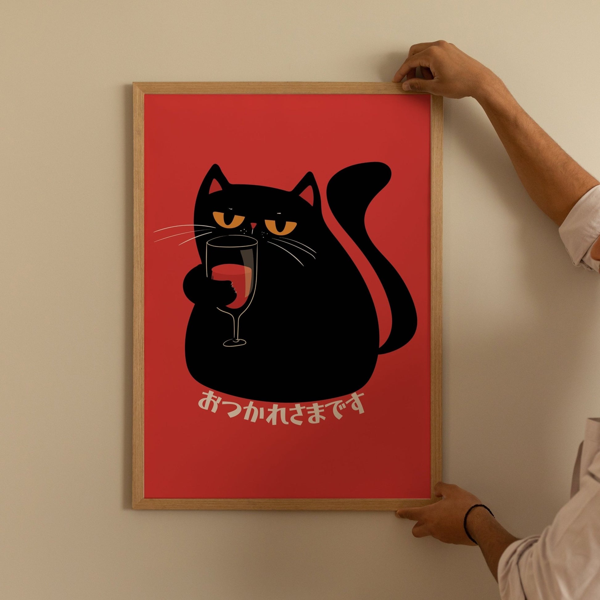 ワインを飲む猫ポスター - Ink Jp