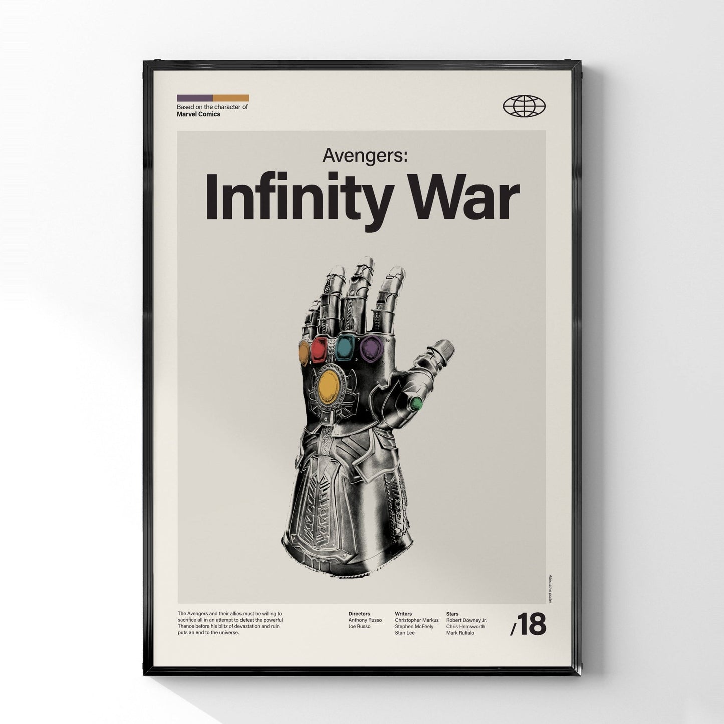 「アベンジャーズ / インフィニティ・ウォー」ミニマリストアートポスター - Ink Jp