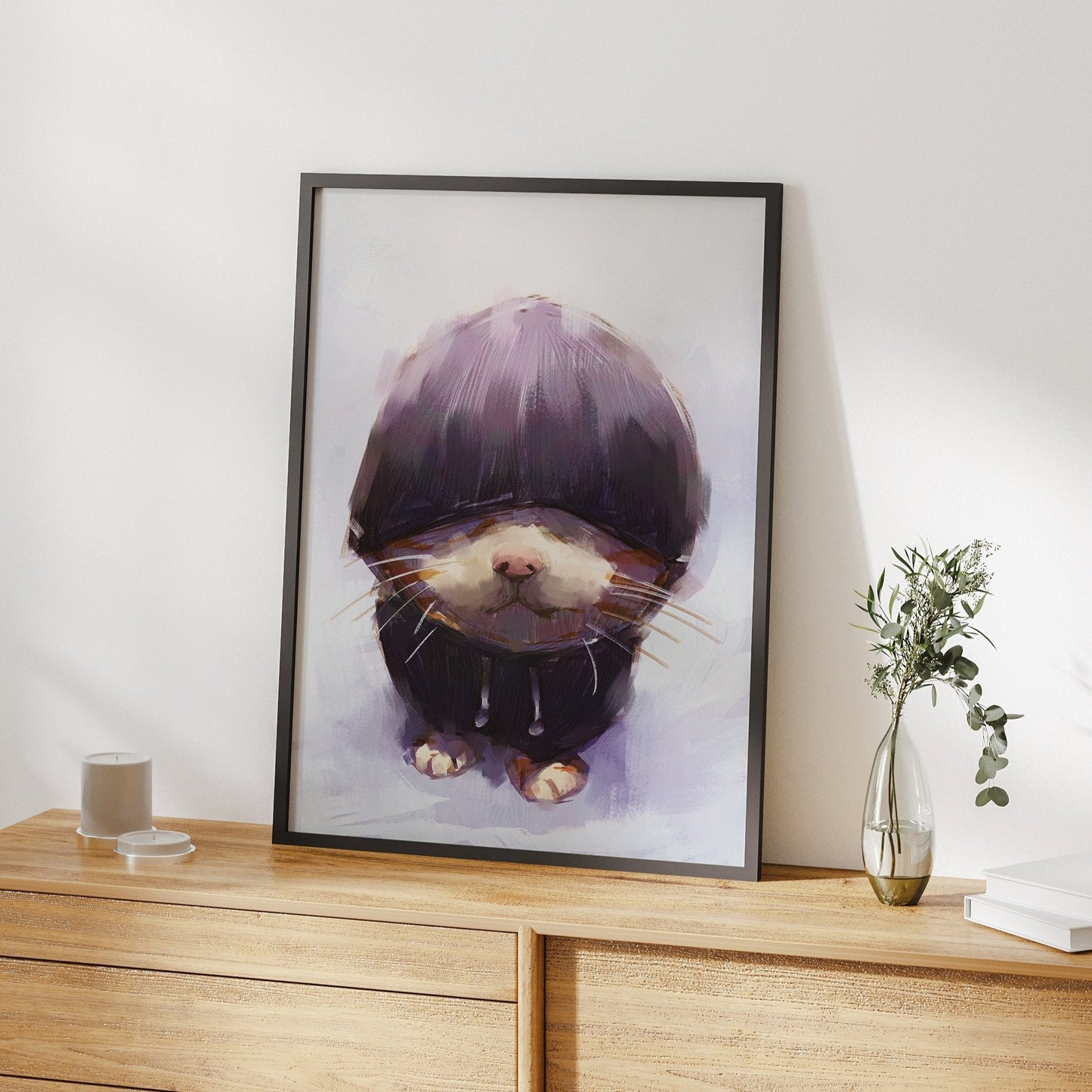 パーカーを着た猫の絵画風ポスター - Ink Jp