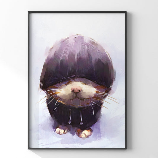 パーカーを着た猫の絵画風ポスター - Ink Jp
