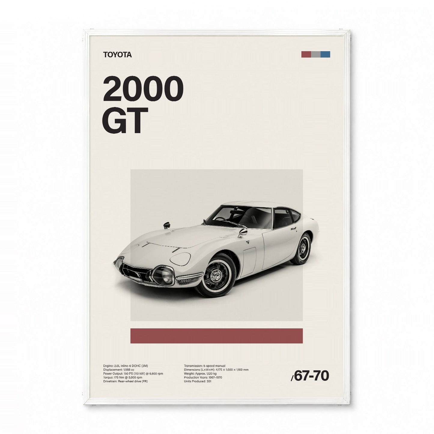 2000 GT ミニマリストアートポスター - Ink Jp