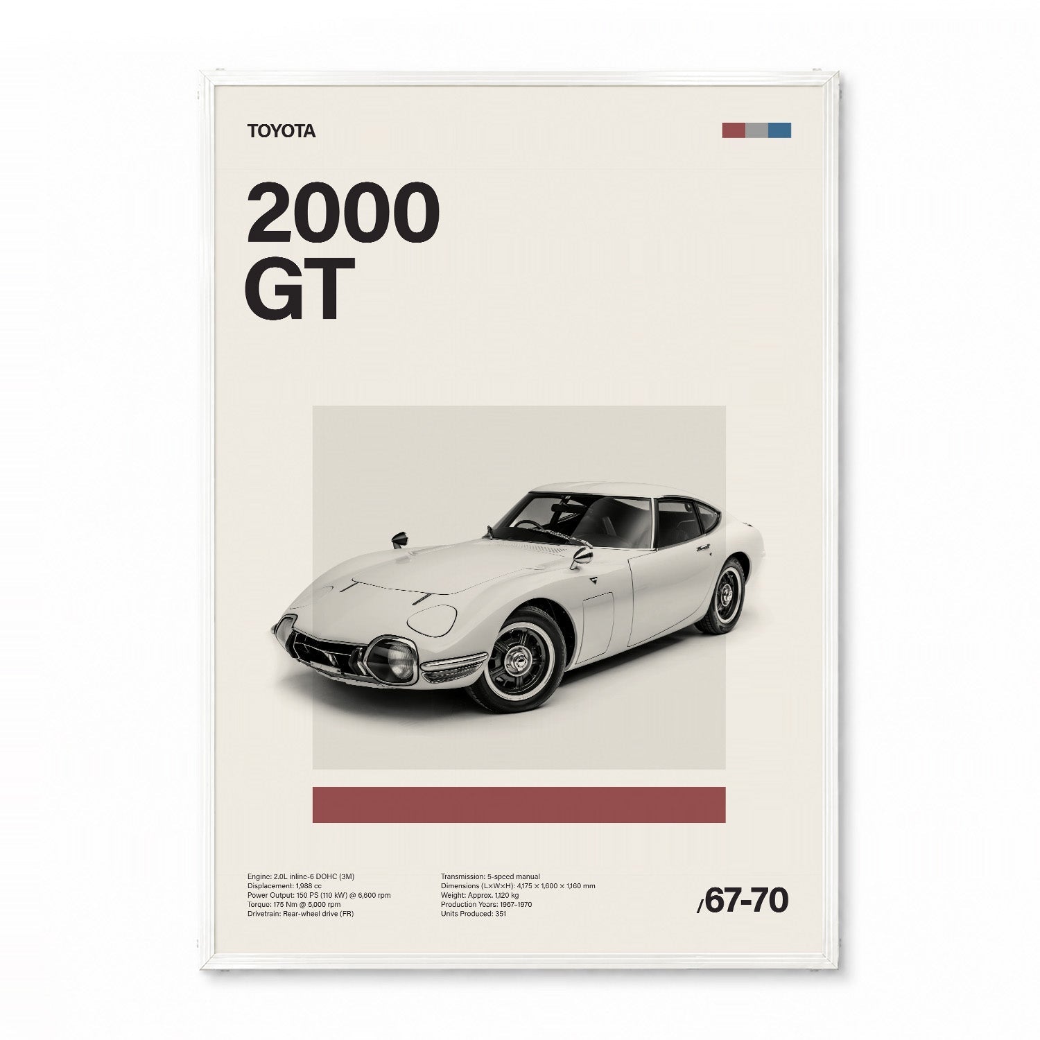 2000 GT ミニマリストアートポスター - Ink Jp