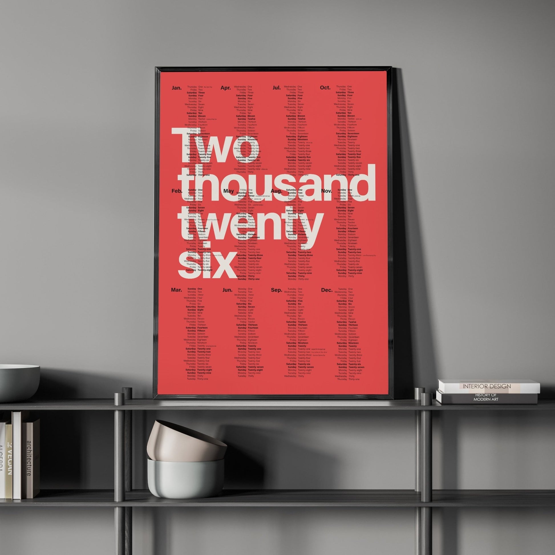 2026 カレンダーナンバーレ Numberless デザインポスター - Ink Jp