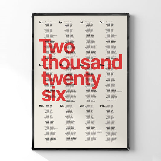 2026 カレンダーナンバーレ Numberless デザインポスター - Ink Jp