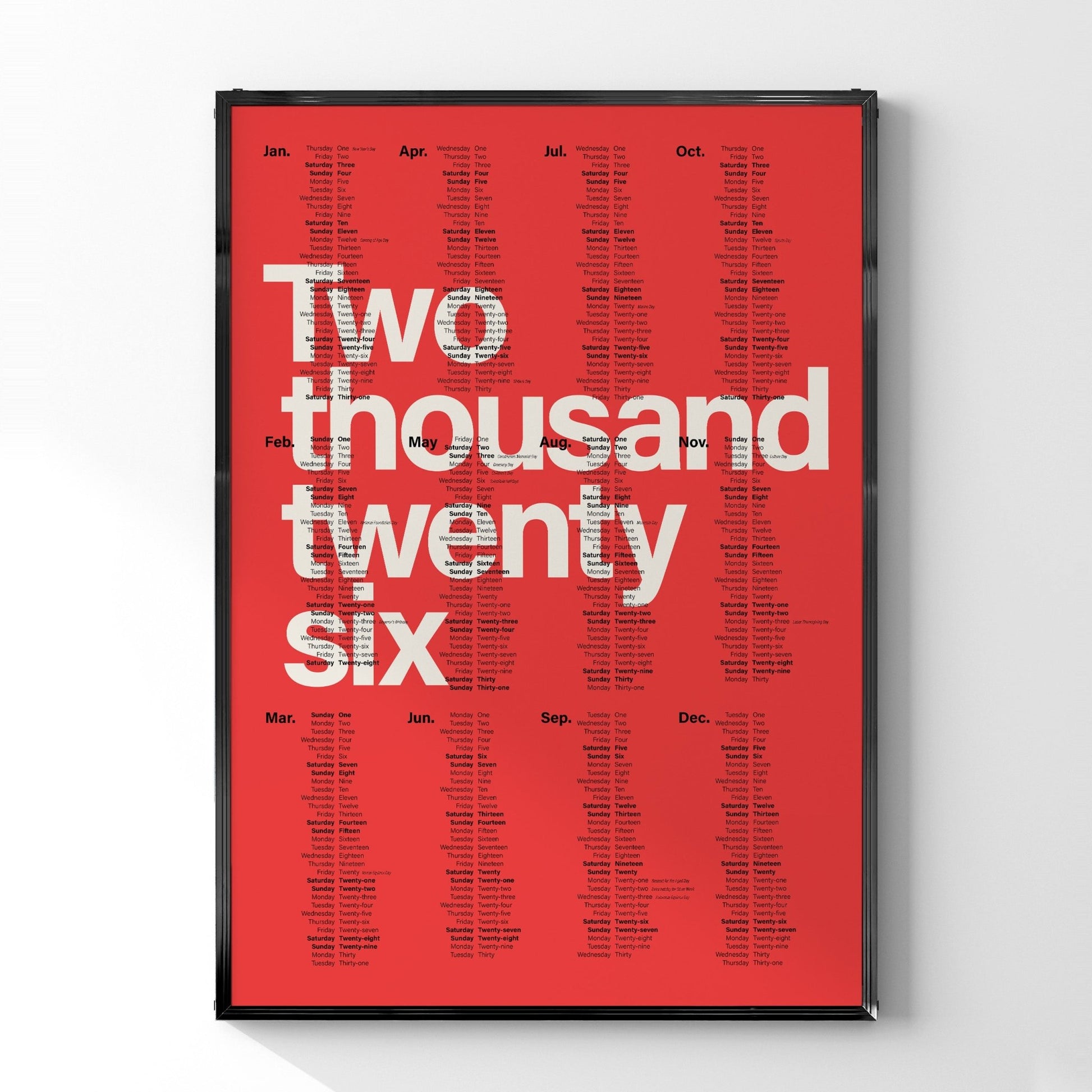 2026 カレンダーナンバーレ Numberless デザインポスター - Ink Jp