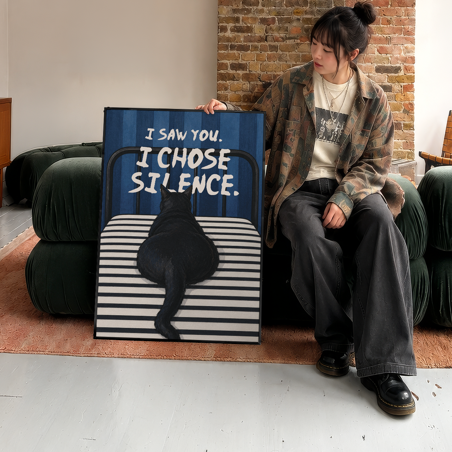 「I Chose Silence」キャットユーモアポスター