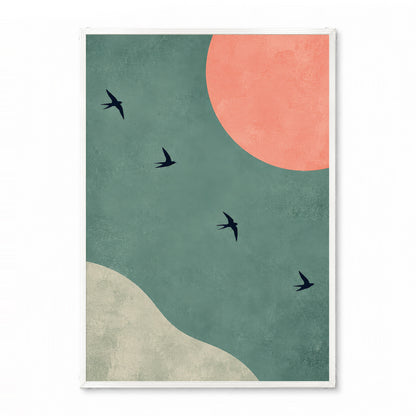 「SWALLOWS AT DUSK」ミニマルアートポスター