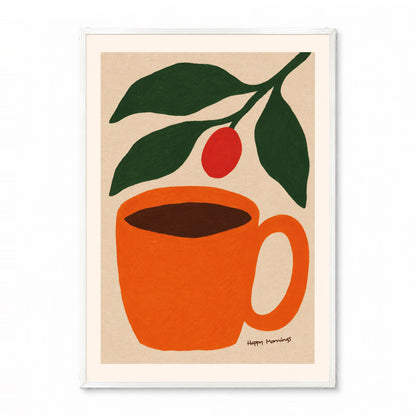 「Happy Mornings」コーヒーカップアートポスター