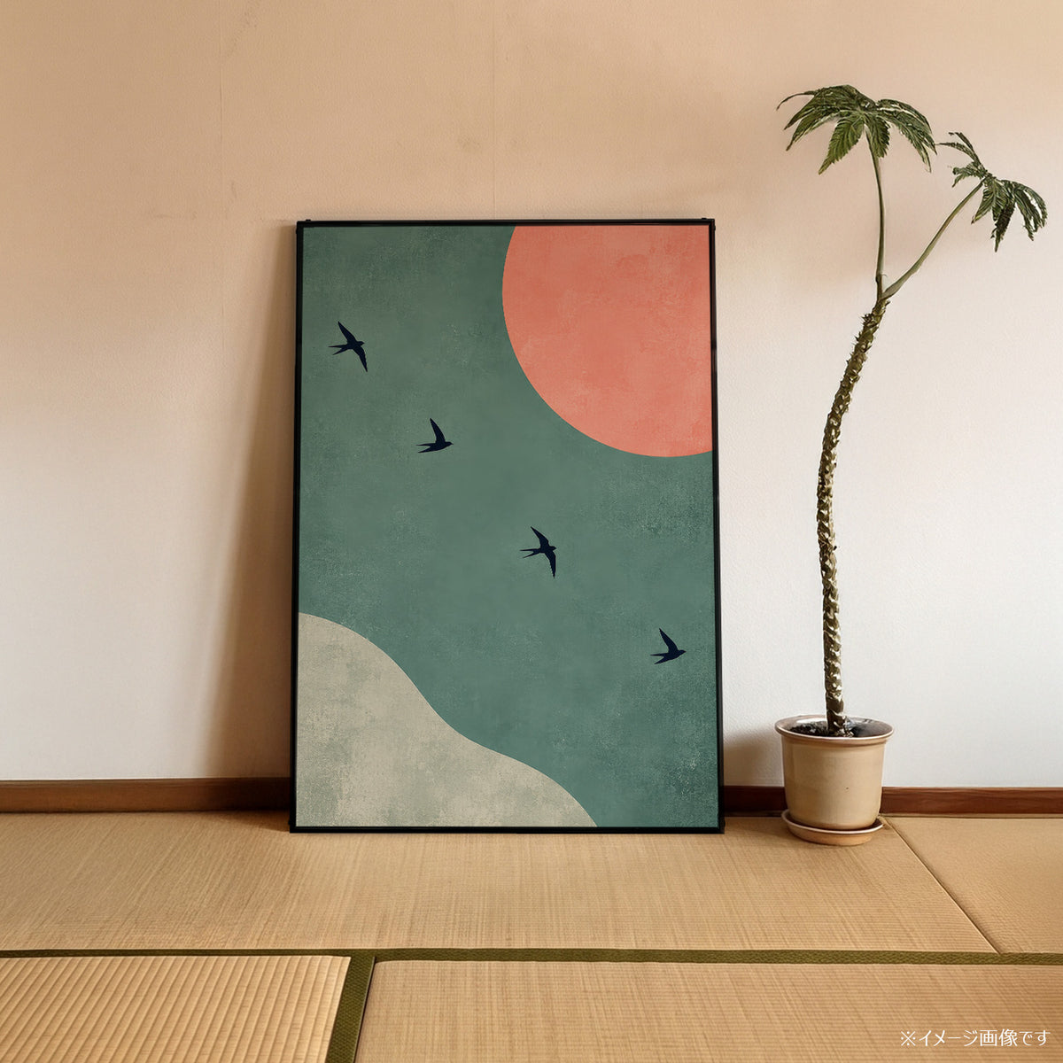 「SWALLOWS AT DUSK」ミニマルアートポスター