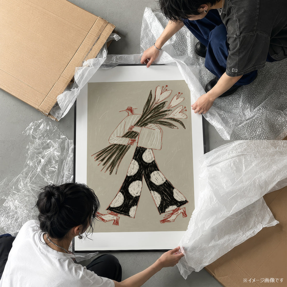 「Flower Walk」イラストアートポスター