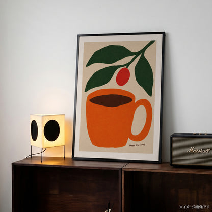 「Happy Mornings」コーヒーカップアートポスター