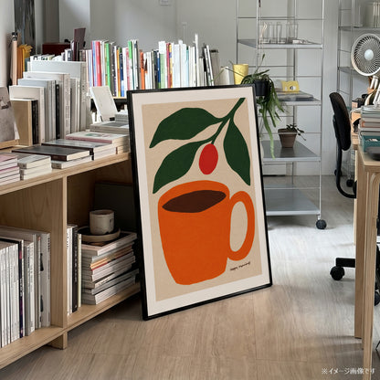 「Happy Mornings」コーヒーカップアートポスター