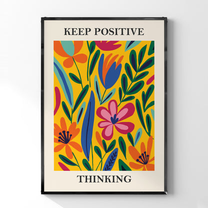 「KEEP POSITIVE THINKING」ボタニカルアートポスター
