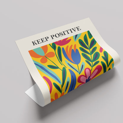 「KEEP POSITIVE THINKING」ボタニカルアートポスター