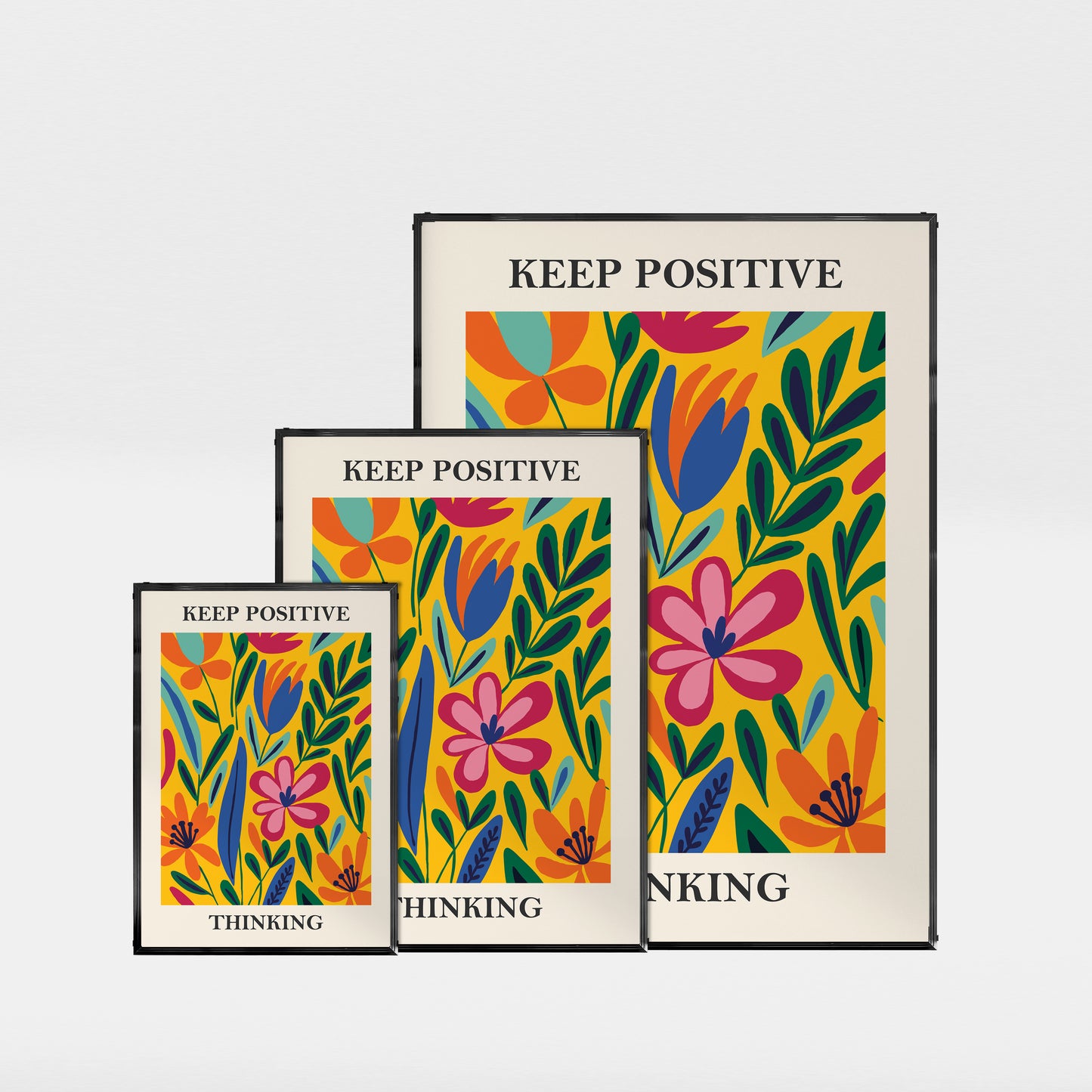 「KEEP POSITIVE THINKING」ボタニカルアートポスター