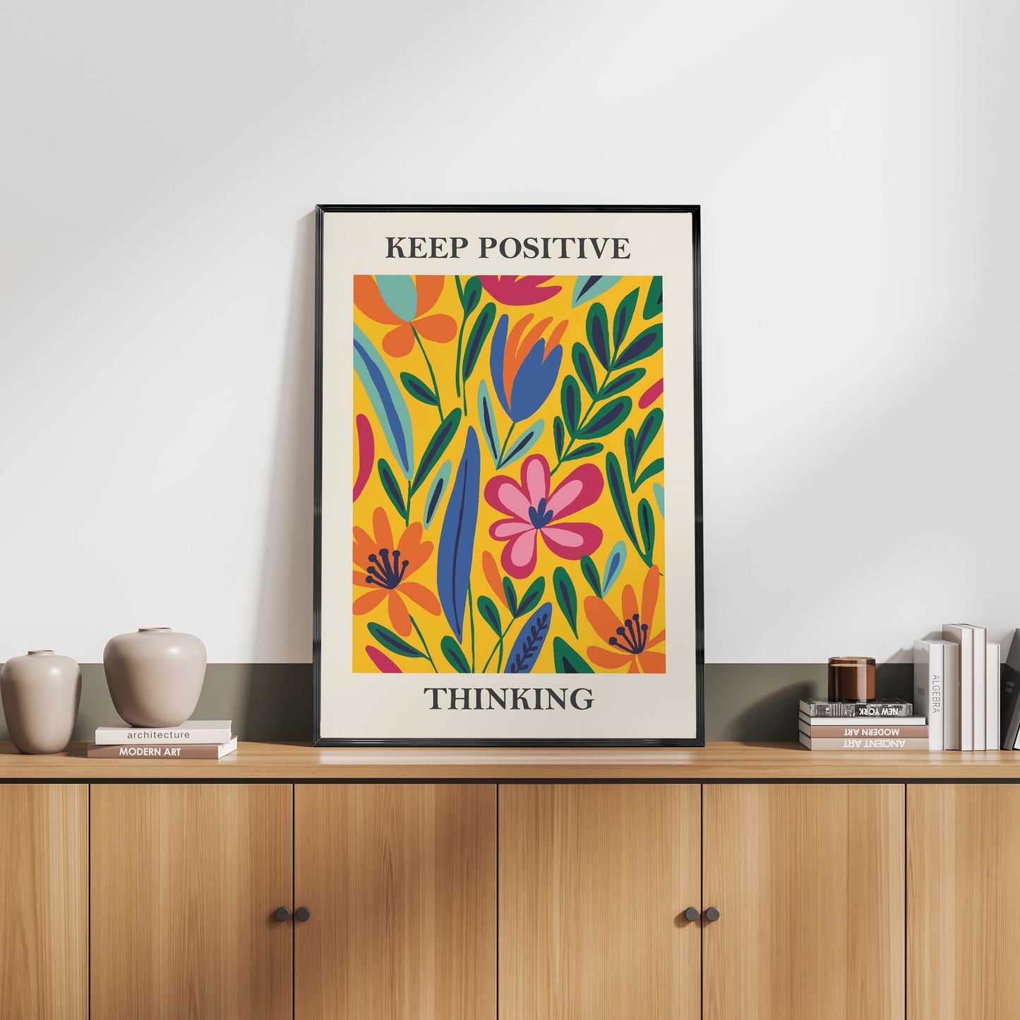 「KEEP POSITIVE THINKING」ボタニカルアートポスター