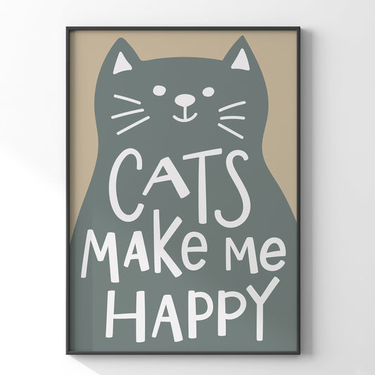 CATS MAKE ME HAPPY猫ポスター