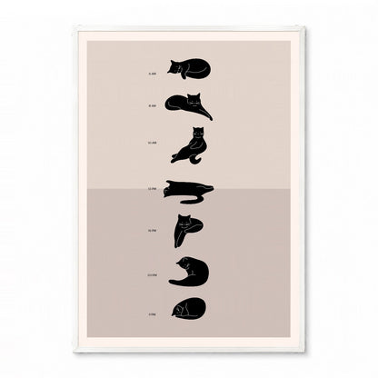 「A Cat's Daily Schedule」キャットユーモアポスター - Ink Jp