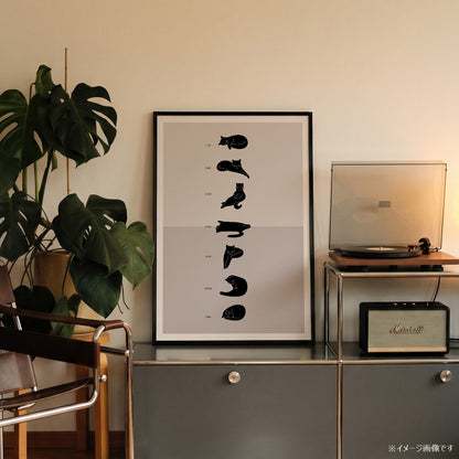 「A Cat's Daily Schedule」キャットユーモアポスター - Ink Jp