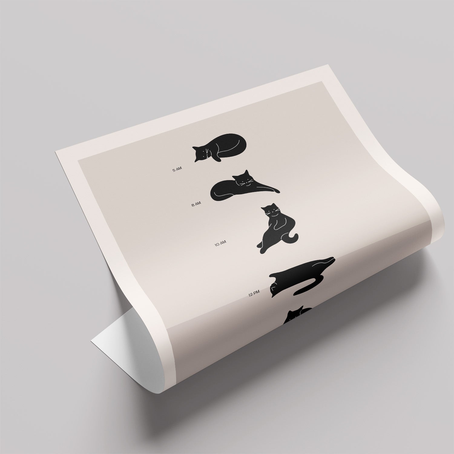 「A Cat's Daily Schedule」キャットユーモアポスター - Ink Jp