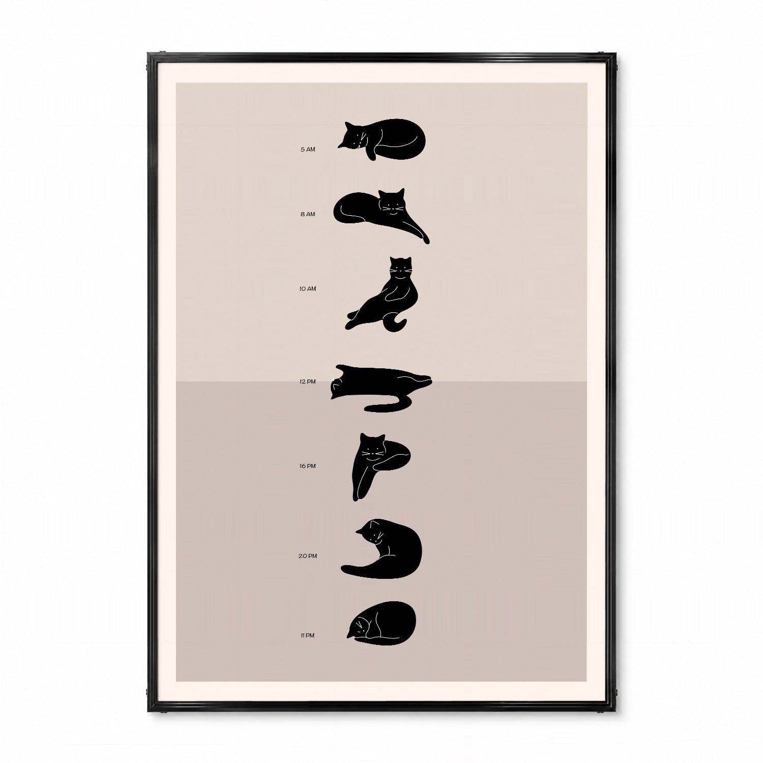「A Cat's Daily Schedule」キャットユーモアポスター - Ink Jp