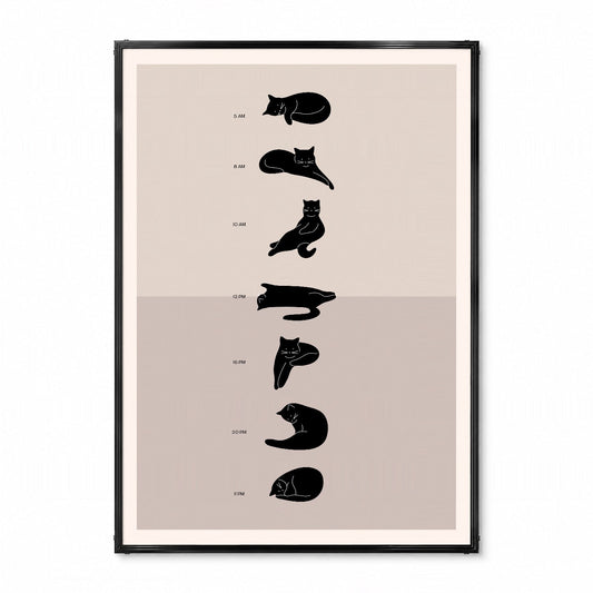 「A Cat's Daily Schedule」キャットユーモアポスター - Ink Jp