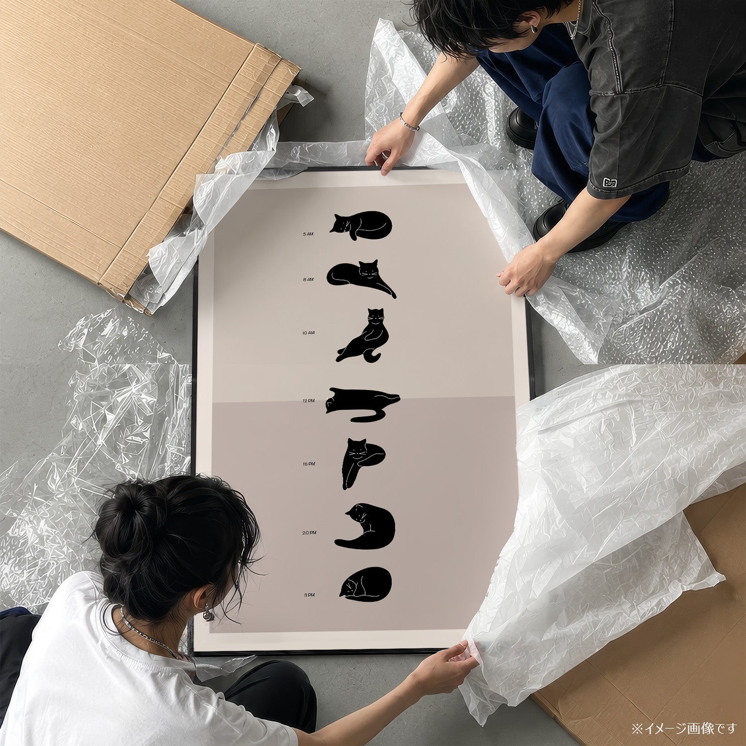 「A Cat's Daily Schedule」キャットユーモアポスター - Ink Jp