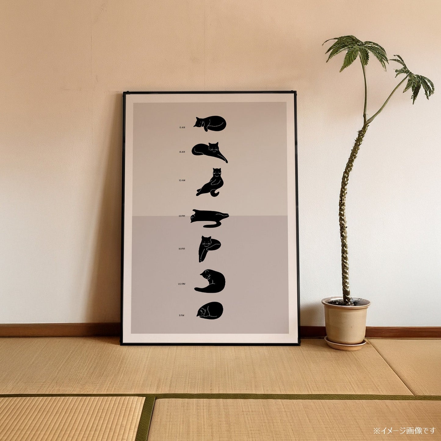 「A Cat's Daily Schedule」キャットユーモアポスター - Ink Jp