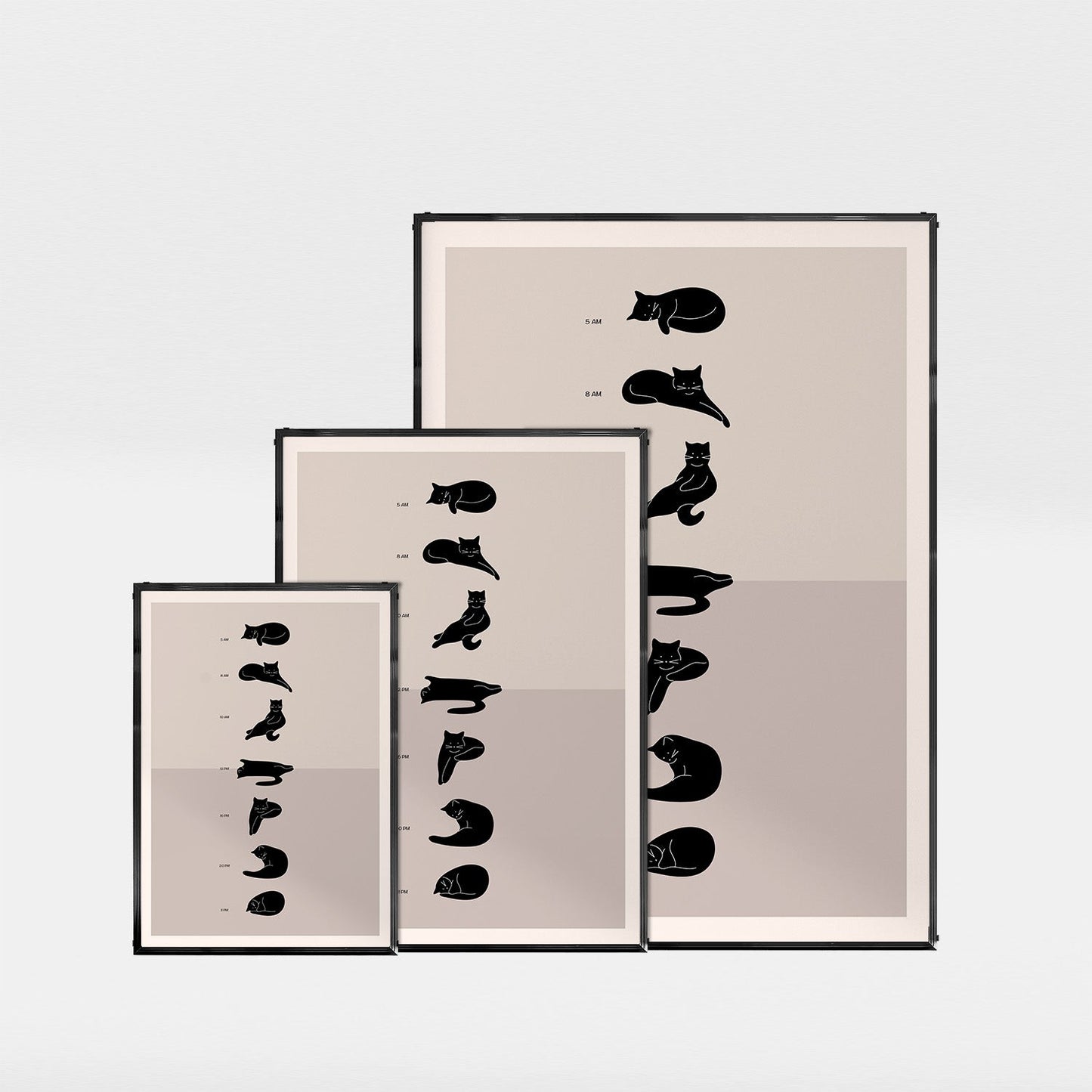 「A Cat's Daily Schedule」キャットユーモアポスター - Ink Jp