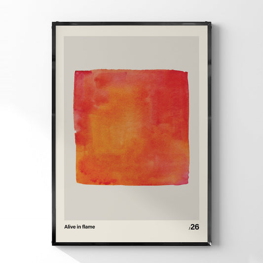 「Alive in Flame」ミニマルウォーターカラーポスター - Ink Jp