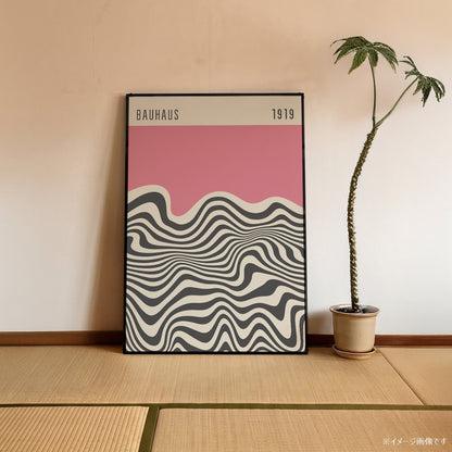 「BAUHAUS Pink Wave 1919」バウハウスデザインポスター - Ink Jp