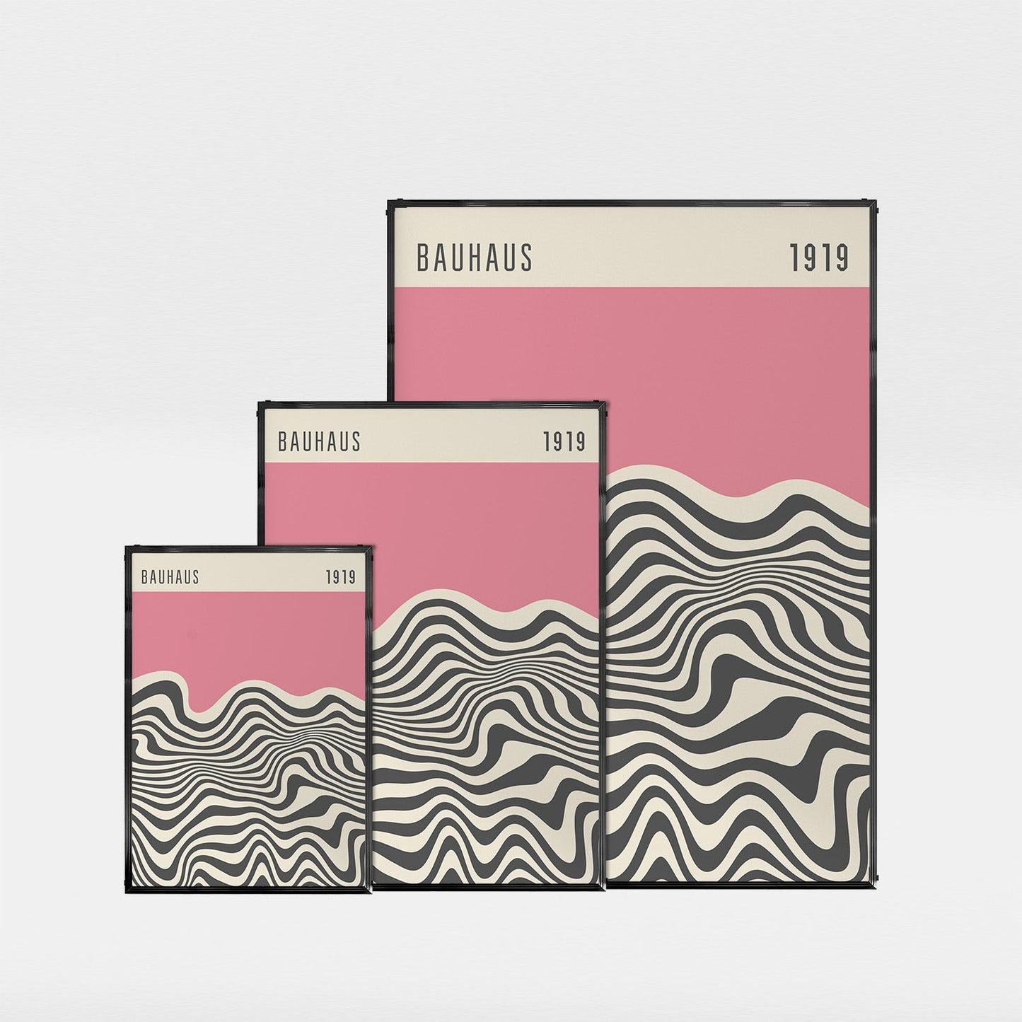 「BAUHAUS Pink Wave 1919」バウハウスデザインポスター - Ink Jp