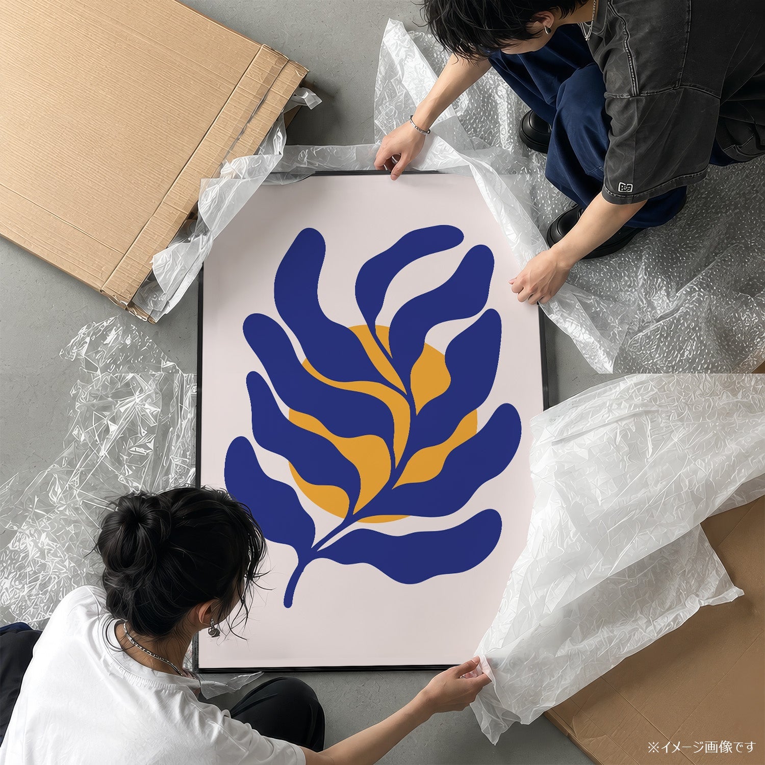 「Blue Leaf & Sun」ボタニカルアートポスター - Ink Jp