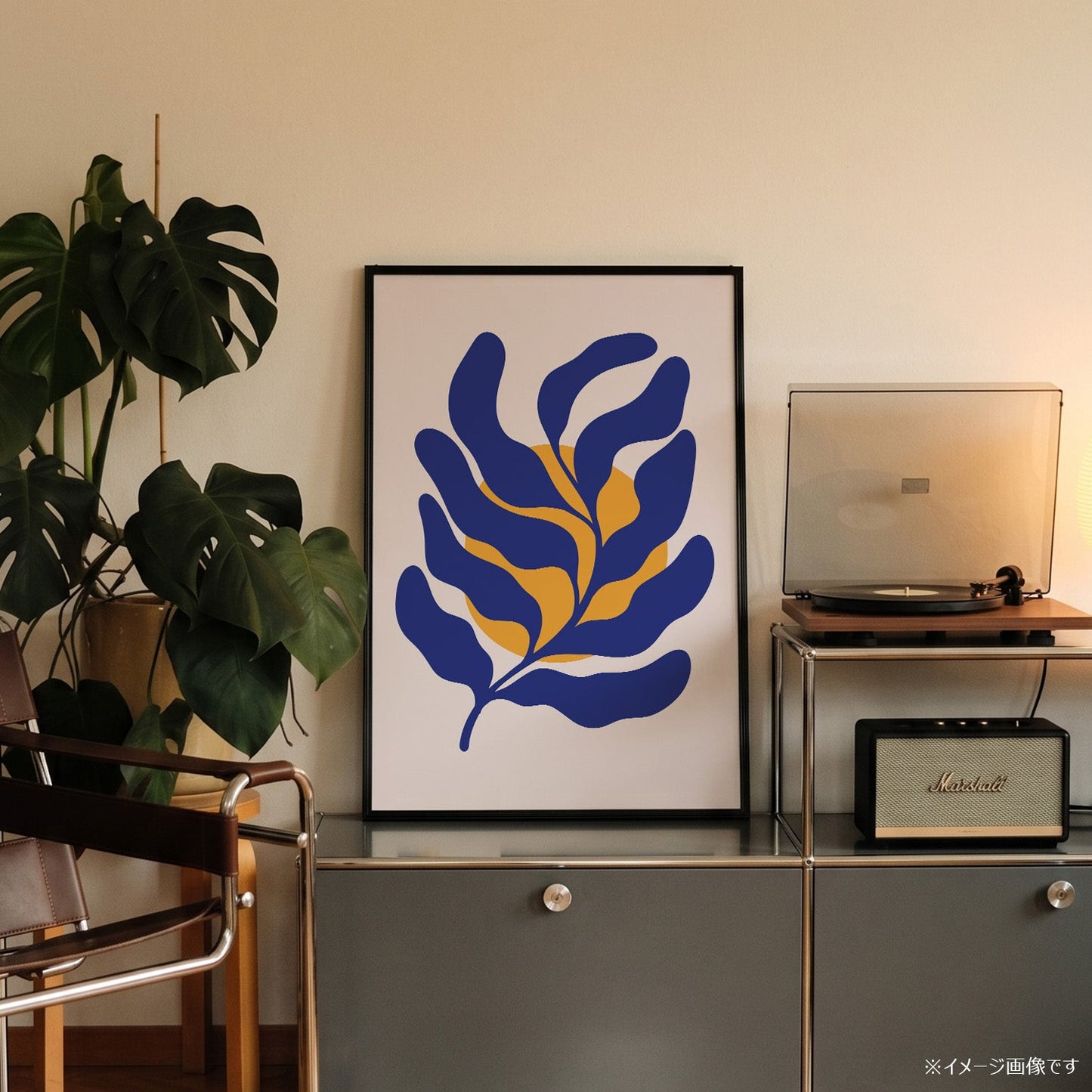 「Blue Leaf & Sun」ボタニカルアートポスター - Ink Jp