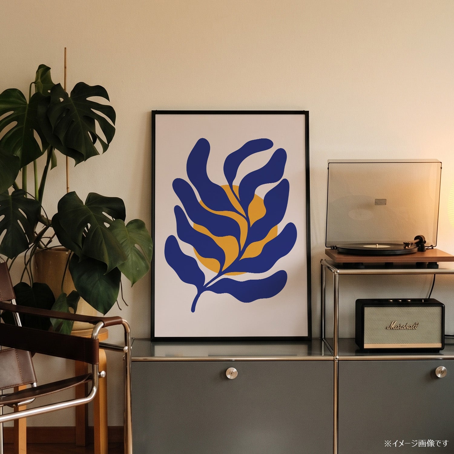 「Blue Leaf & Sun」ボタニカルアートポスター - Ink Jp