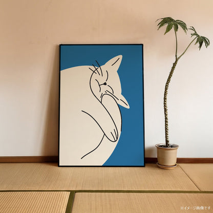 「Chubby White Cat」キャットアートポスター - Ink Jp
