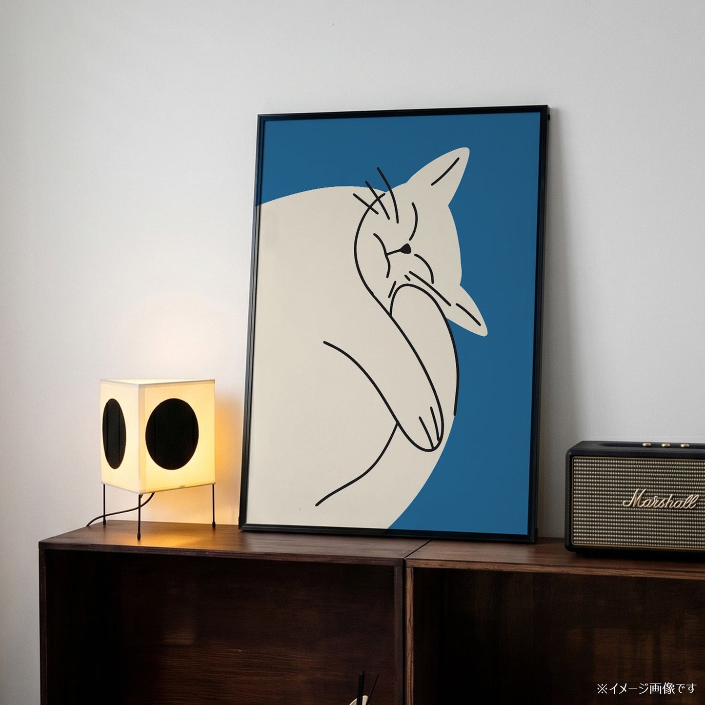 「Chubby White Cat」キャットアートポスター - Ink Jp