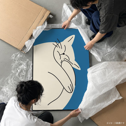 「Chubby White Cat」キャットアートポスター - Ink Jp