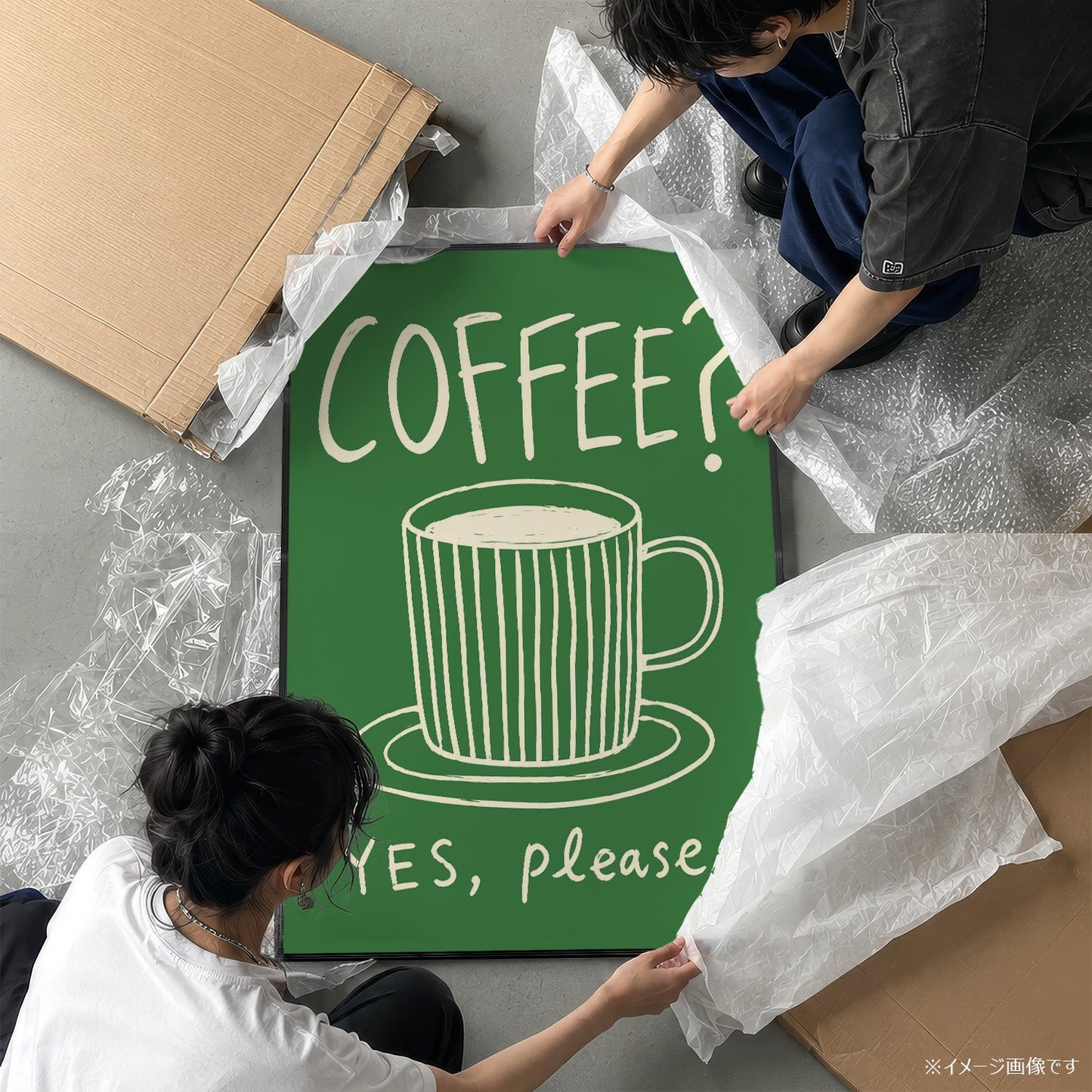 「COFFEE? YES, PLEASE!」キッチンアートポスター - Ink Jp