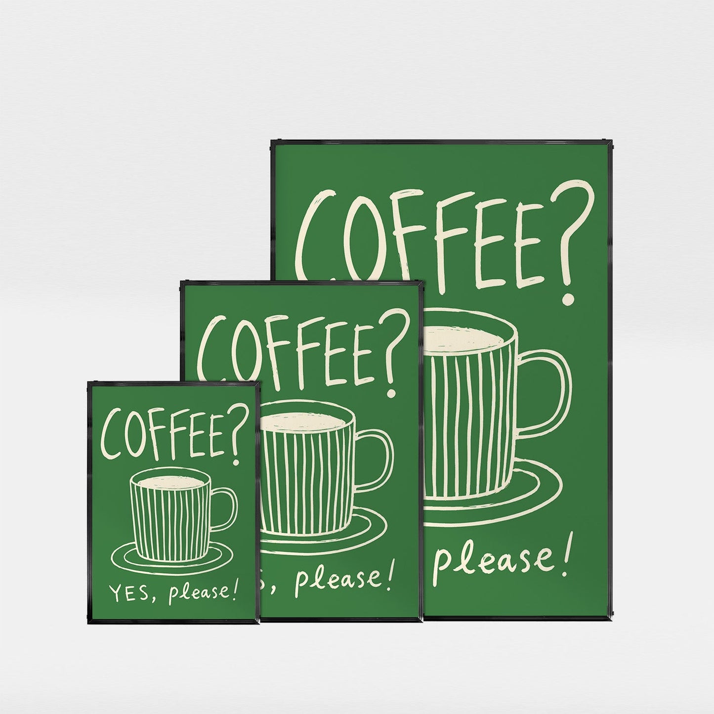 「COFFEE? YES, PLEASE!」キッチンアートポスター - Ink Jp
