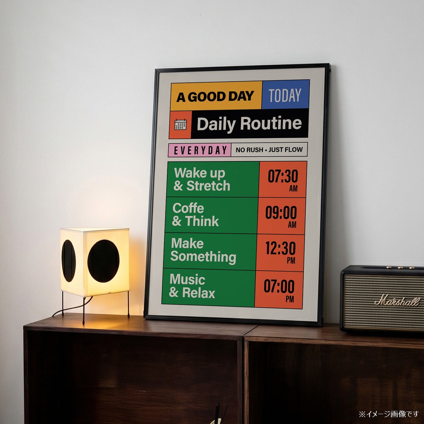 「Daily Routine」レトロタイポグラフィポスター - Ink Jp