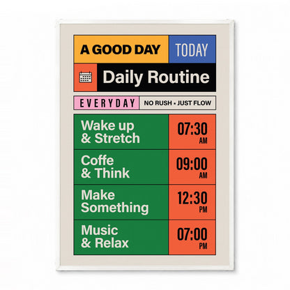 「Daily Routine」レトロタイポグラフィポスター - Ink Jp