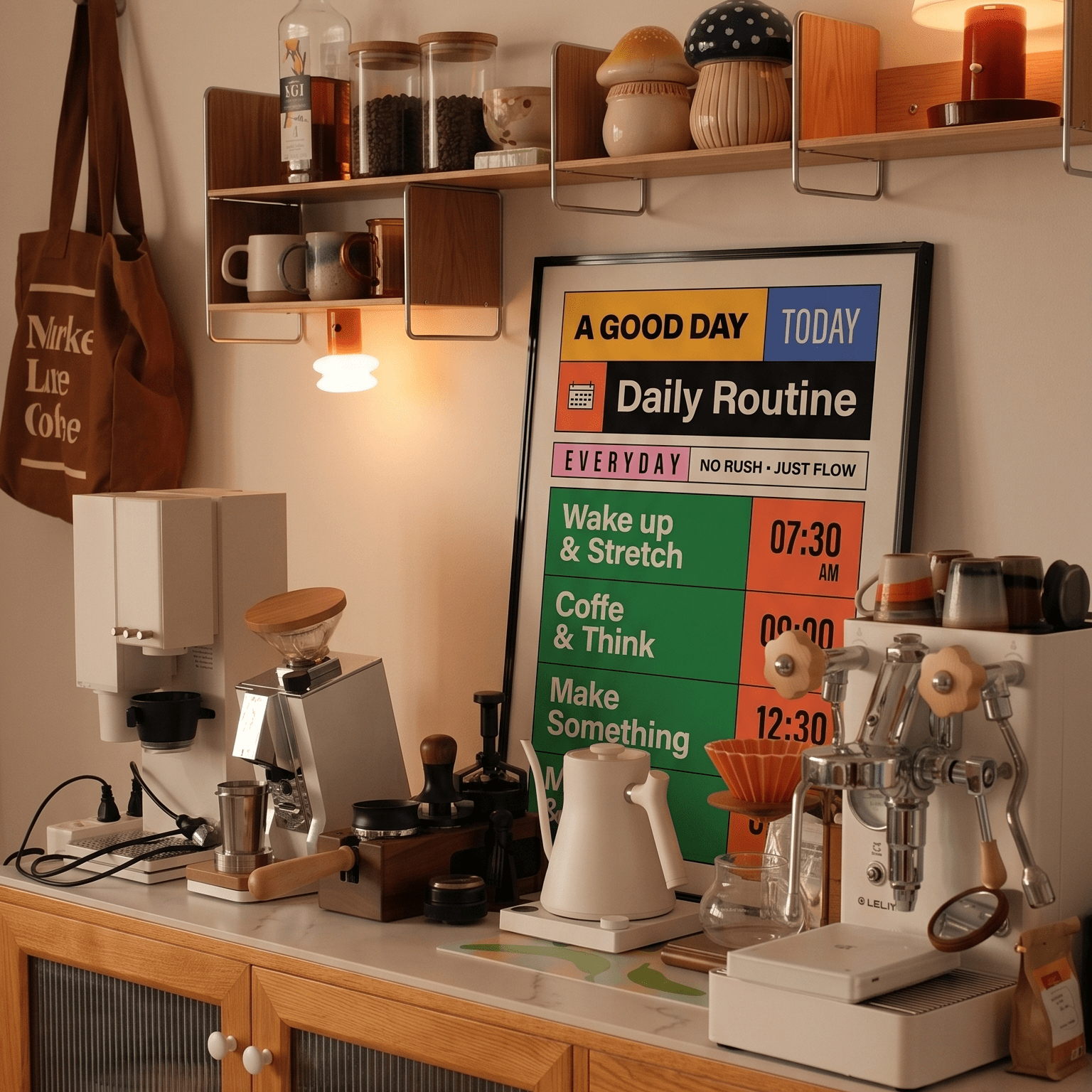 「Daily Routine」レトロタイポグラフィポスター - Ink Jp