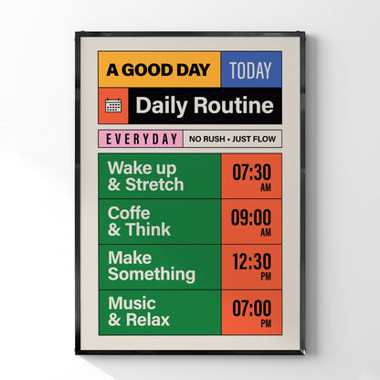 「Daily Routine」レトロタイポグラフィポスター - Ink Jp