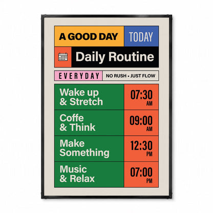 「Daily Routine」レトロタイポグラフィポスター - Ink Jp