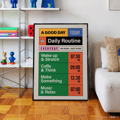 「Daily Routine」レトロタイポグラフィポスター - Ink Jp