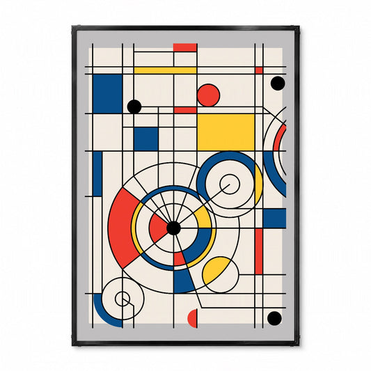 「De Stijl Grid & Spirals」アブストラクトアートポスター - Ink Jp