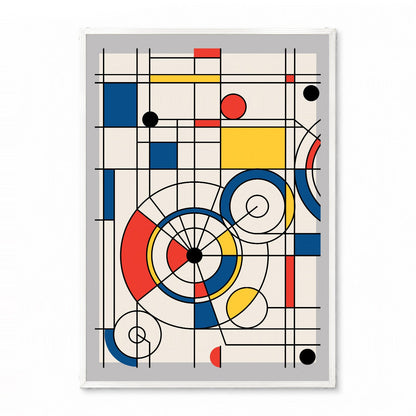 「De Stijl Grid & Spirals」アブストラクトアートポスター - Ink Jp